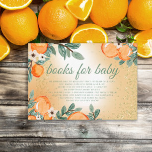 Süße Kleine Orange Grüne Baby Shower Bücher Begleitkarte