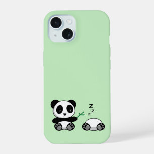 Süße kleine Pandas auf Grün iPhone 15 Hülle