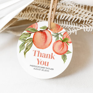 Süße kleine Pfirsich-Baby-Shower-Dankeschön-Tags Geschenkanhänger