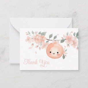 Süße kleine Pfirsich-Mädchen-Baby-Shower-Dankeskar Mitteilungskarte