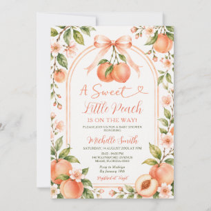 Süße kleine Pfirsich-Schleife Baby Shower Floral Einladung
