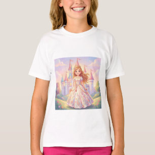 Süße kleine Prinzessin mit glitzerndem Schloss T-Shirt