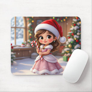 Süße kleine Prinzessin mit Weihnachtsmütze Mousepad