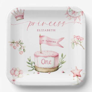 Süße kleine Prinzessin Rosa Torte 1. Geburtstag Pappteller