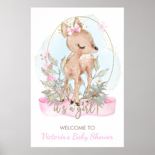 Süße kleine Reh-Baby-Shower-Willkommensschild Poster