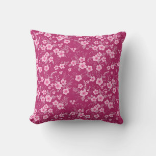 Süße kleine rosa Blüten mit Magenta-Hintergrund Kissen