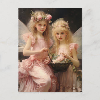 Süße kleine rosa Mädchenfeen Postkarte