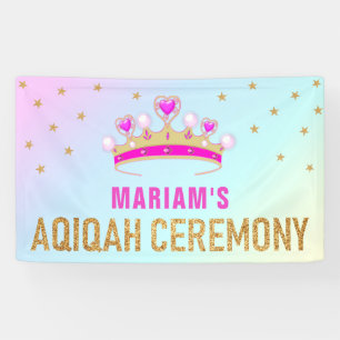 Süße kleine rosa Prinzessinnenkrone Aqiqah Banner