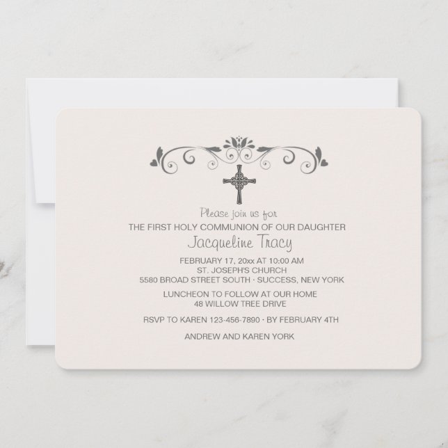 Süße kleine rosa religiöse Einladung (Vorderseite)