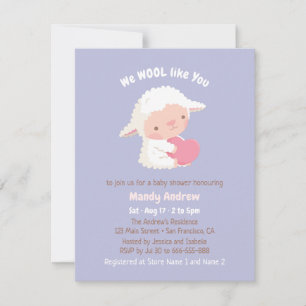 Süße kleine Schafumarmung Herz Baby Shower Einladung