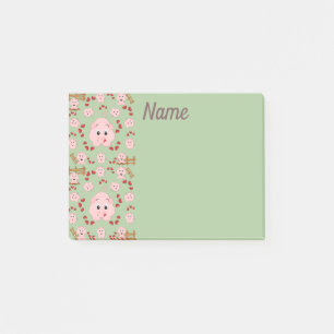 Süße kleine Schweinchen und Herzen Musterdruck Post-it Klebezettel