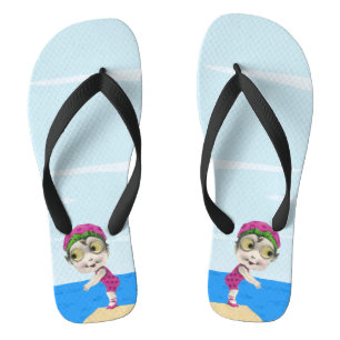 Süße kleine Schwimmerin Googly Augen Pink Flip Flops