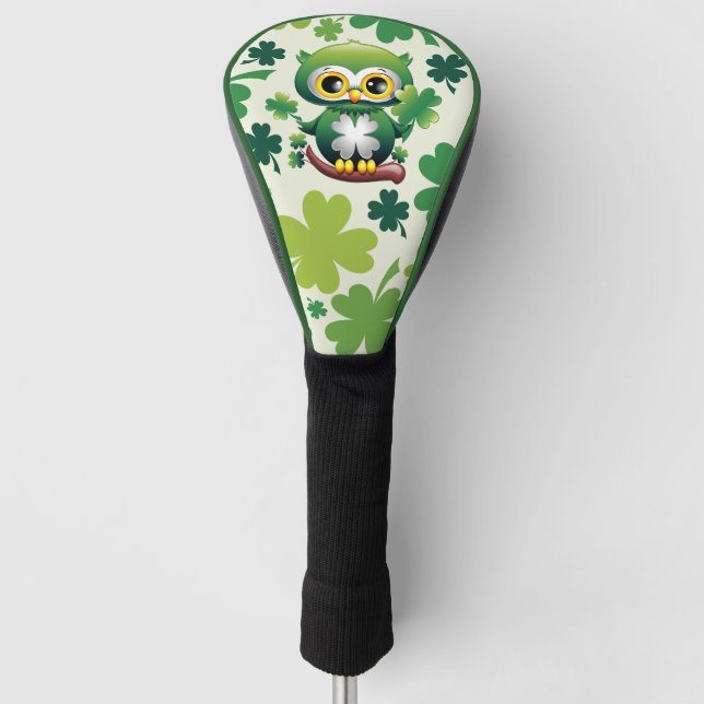 Süße kleine St. Patrick Cartoon-Eule Golf Headcover (Vorderseite)