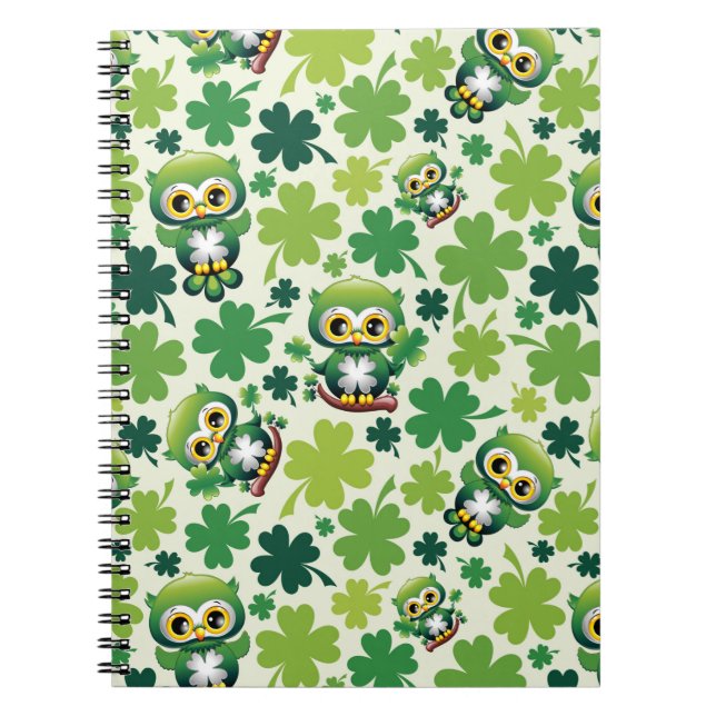 Süße kleine St. Patrick Cartoon-Eule Notizblock (Vorderseite)