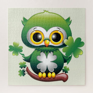Süße kleine St. Patrick Cartoon-Eule Puzzle
