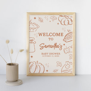 Süße Kleine Torte Herbst-Baby-Party-Willkommenssch Poster