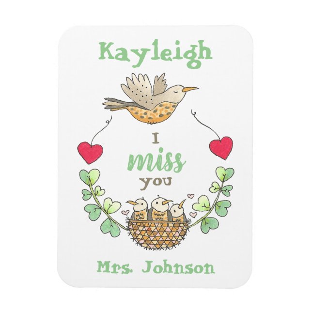 Süße kleine Vögel, die ich vermisse, Lehrer Magnet (Vertikal)