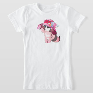 Süße kleine Waschbär-Illustration mit Schmetterlin T-Shirt
