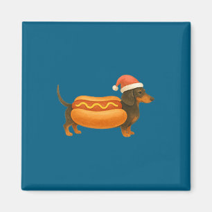 Süße kleine Weihnachten lustiger Hot Dog Dachshund Magnet