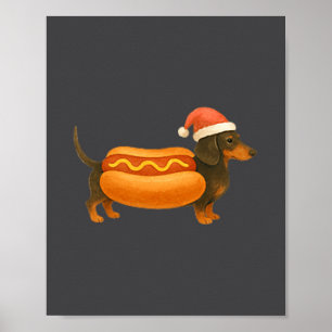 Süße kleine Weihnachten lustiger Hot Dog Dachshund Poster