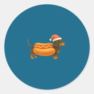 Süße kleine Weihnachten lustiger Hot Dog Dachshund Runder Aufkleber