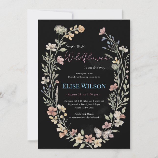 Süße kleine Wildblume ist auf dem Weg Einladung (Vorderseite)