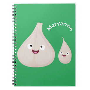 Süße Knoblauch-Cartoon-Gemüse-Illustration Notizblock