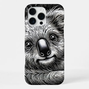 Süße Koala-Bären-Illustration auf Lederhintergrund iPhone 16 Pro Max Hülle