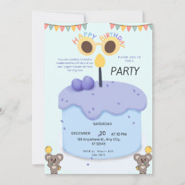 Süße Koala-Einladung zum ersten Geburtstag - Anpas Einladung