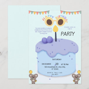 Süße Koala-Einladung zum ersten Geburtstag - Anpas Einladung