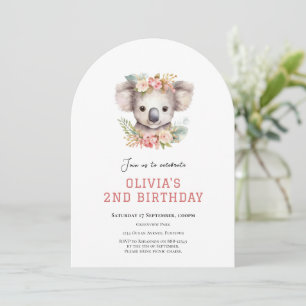 Süße Koala-Geburtstagseinladung zum 2. Geburtstag Einladung