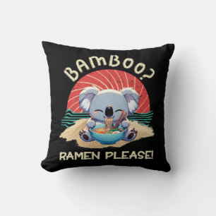 Süße Koala isst Ramen Vintage Sonnenschein Kissen