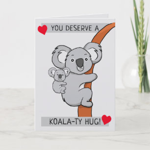 Süße Koala-Typ-Hug-Grüße Karte