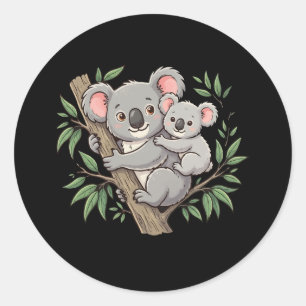 Süße Koalas Mutter und Baby Runder Aufkleber