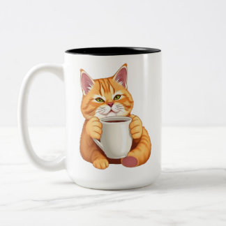 Süße koffeinhaltige orange Katze Zweifarbige Tasse