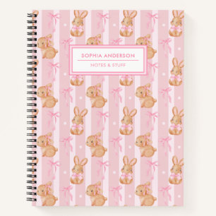 Süße kokette Bunny mit rosa Schleife personalisier Notizbuch