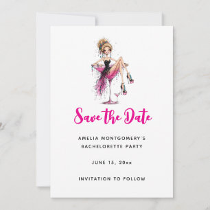 Süße, kokette Mädchen in einem Martini-Glas Jungge Save The Date