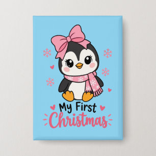 Süße, kokette Pinguin-Erstweihnachts-Toddler-Tees Button