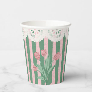 Süße Kokette Rosa Band Vintage Blumen Party Pappbecher