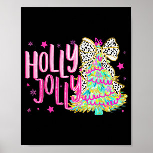 Süße Kokette Schleife Mädchen Weihnachtsbaum Frohe Poster
