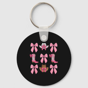 Süße Kokette Schleife Rosa Cowgirl-Stiefel und Hüt Schlüsselanhänger