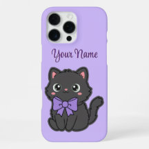 Süße Kokette Schwarze Katze Lila Schleife Individu