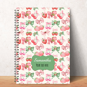 Süße Koketten-Ästhetik, girly Erdbeer-Muster Notizbuch