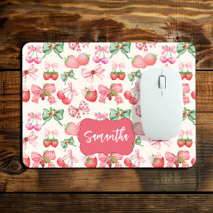 Süße Koketten-Ästhetik Mädchenhaftes Erdbeermuster Mousepad