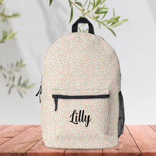 Süße Koketten-Ästhetik Orange Floral Personalisier Bedruckter Rucksack