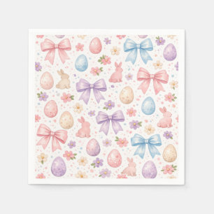 Süße Koketten-Häschen & rosa Schleifen Ostern-Serv Serviette