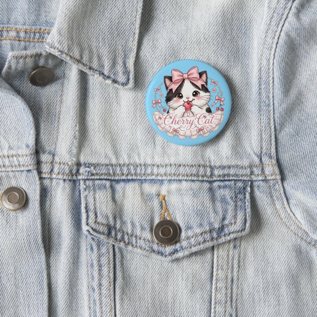 Süße Koketten-Kirschkatze-Button-Pin-Geschenke Button (Beispiel)