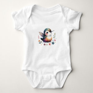 Süße Kolibri-Baby-Kunst im Kawaii-Stil Baby Strampler