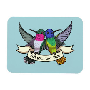 Süße Kolibris mit eigenem Text - Bandkunstwerk Magnet