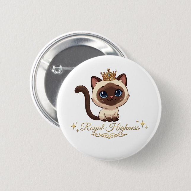 Süße königliche Siamkatze Button (Vorne & Hinten)